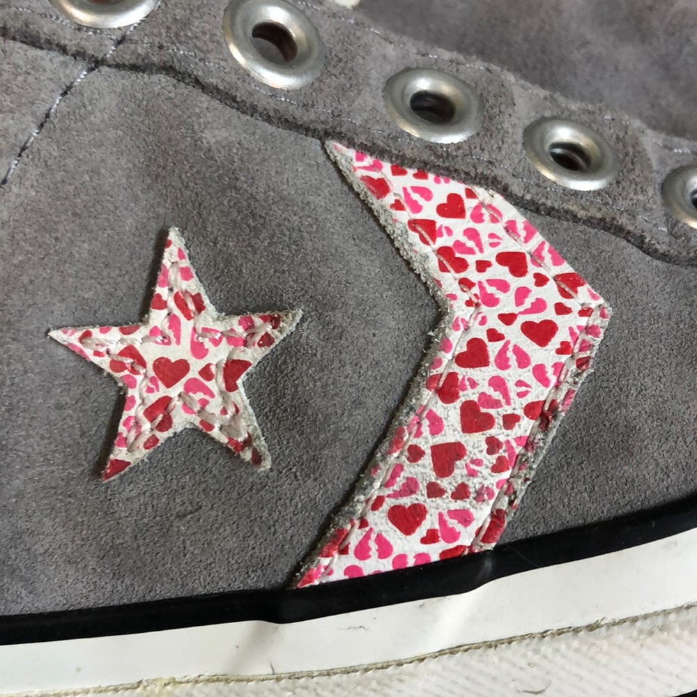 Converse Grey Suede Pink Hearts Low Top EUR 37.5